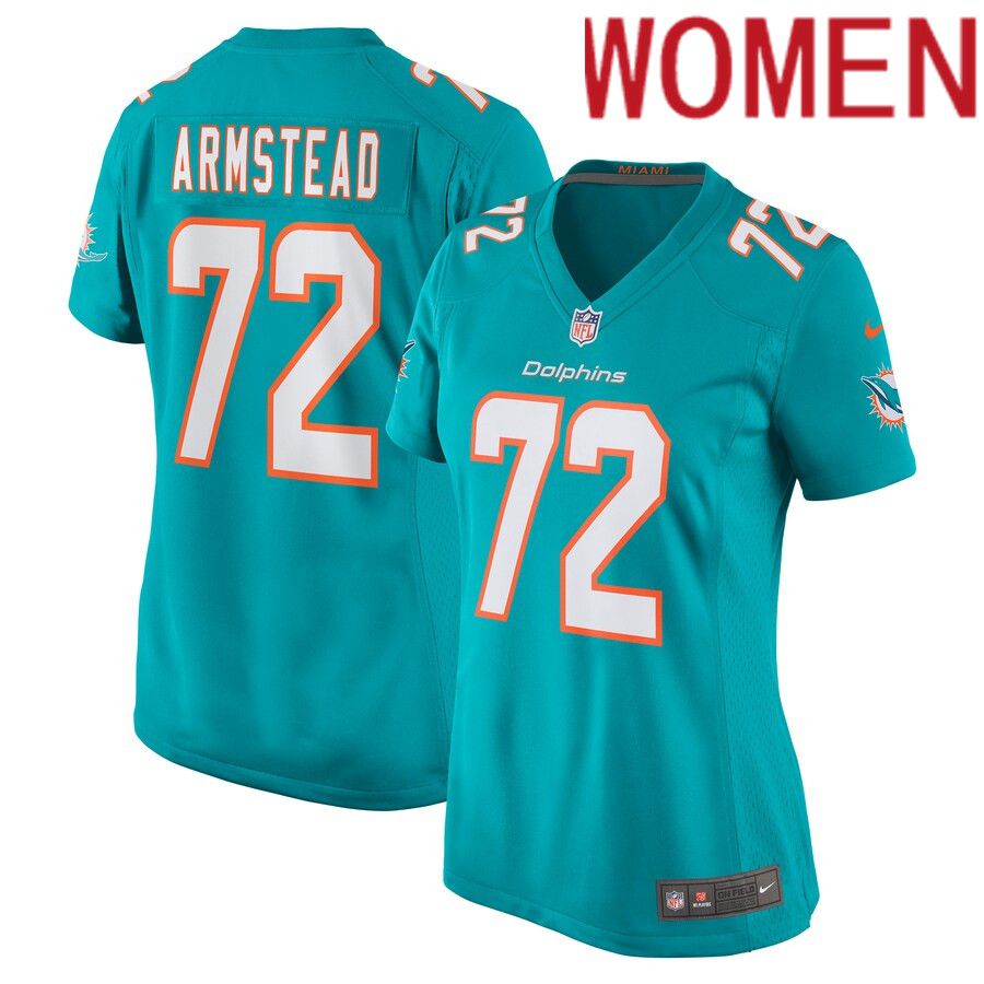 Women Miami Dolphins 72 Terron Armstead Nike Aqua Game NFL Jersey